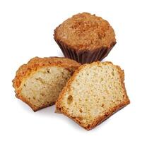 Whole and half muffin isolated on white background. photo