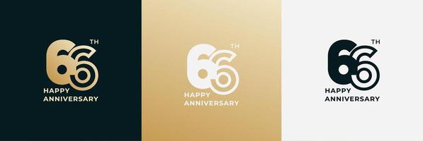 Logo 66th, 66 years anniversary, Creative design template for celebration, birthday and invitation. Editable file vector