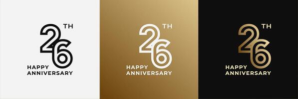 Logo 26th, 26 years anniversary, Creative design template for celebration, greeting and invitation. Editable file vector