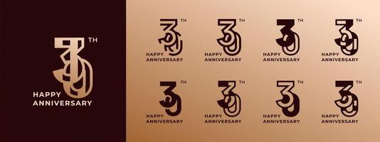 Logo 30th, 30 years happy anniversary gold, Creative design template for celebration, birthday, greeting and invitation. Editable file vector