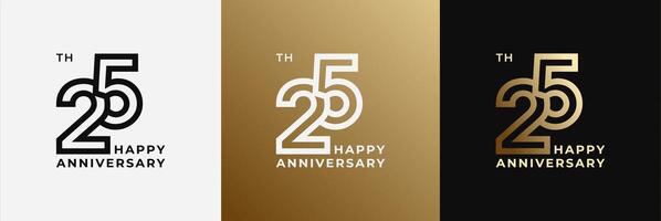 Logo 25th, 25 years anniversary, Creative design template for celebration, greeting and invitation. Editable file vector