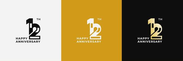 Logo 12th, 12 years anniversary, Creative design template for celebration, greeting, birthday and invitation. Editable file vector