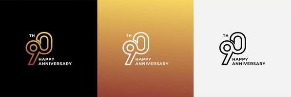 Logo 90th, 90 years happy anniversary, Creative design template for celebration, birthday, greeting and invitation. Editable file vector