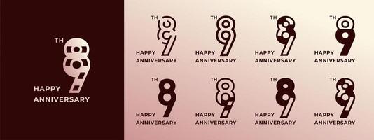 Logo 89th, years happy anniversary gold, Creative design template for celebration, birthday, greeting and invitation. Editable file vector