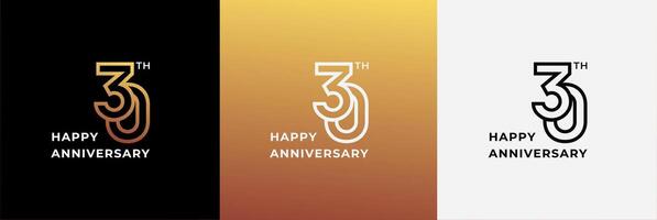 Logo 30th, 30 years anniversary, Creative design template for celebration, birthday, greeting and invitation. Editable file vector