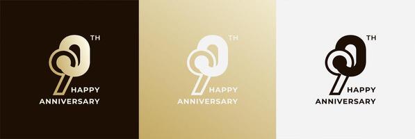 Logo 90th, 90 years anniversary, design template for celebration, birthday, greeting and invitation. Editable file vector
