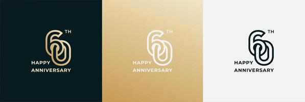 Logo 60th, 60 years anniversary, Creative design template for celebration, greeting and invitation. Editable file vector