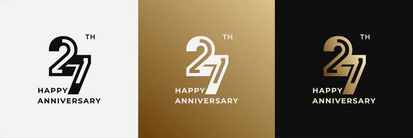 Logo 27th, 27 years anniversary, design template for celebration, birthday, greeting and invitation. Editable file vector