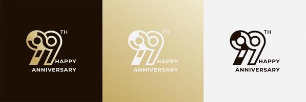 Logo 99th, 99 years anniversary, Creative design template for celebration, birthday and invitation. Editable file vector