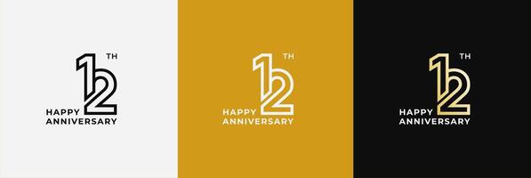 Logo 12th, 12 years anniversary, Creative design template for celebration, greeting and invitation. Editable file vector