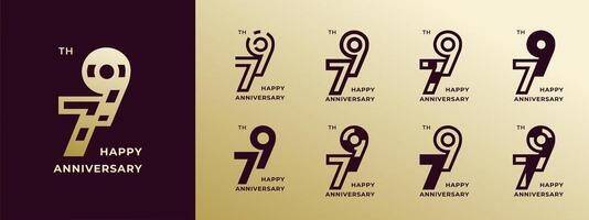 Logo 79th, years happy anniversary gold, Creative design template for celebration, birthday, greeting and invitation. Editable file vector
