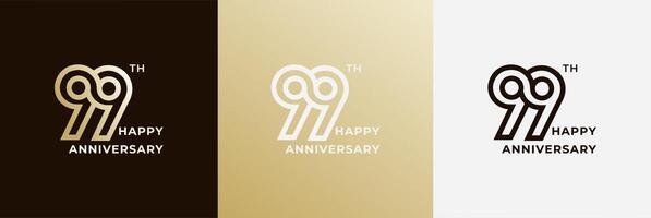 Logo 99th, 99 years anniversary, Creative design template for celebration, greeting and invitation. Editable file vector