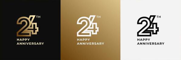 Logo 24th, 24 years anniversary, Creative design template for celebration, greeting and invitation. Editable file vector