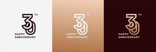 Logo 30th, 30 years anniversary, Creative design template for celebration, greeting and invitation. Editable file vector