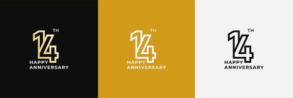 Logo 14th, 14 years anniversary, Creative design template for celebration, greeting and invitation. Editable file vector