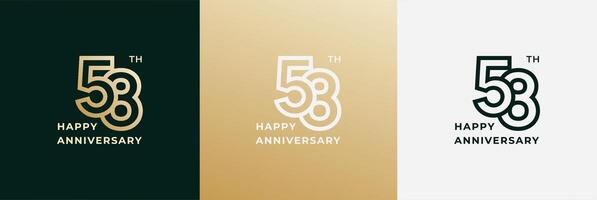 Logo 58th, 58 years anniversary, Creative design template for celebration, greeting and invitation. Editable file vector