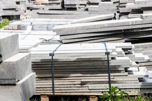 concrete slabs and curbs for repair of city square photo