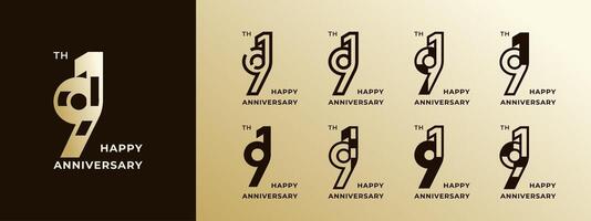 Logo 91th, years happy anniversary gold, Creative design template for celebration, birthday, greeting and invitation. Editable file vector