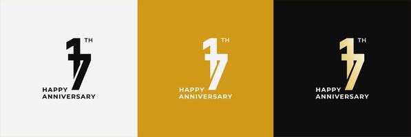 Logo 17th, 17 years anniversary, Creative design template for celebration, greeting and invitation. Editable file vector