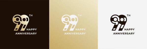 Logo 99th, 99 years happy anniversary, Creative design template for celebration, birthday, greeting and invitation. Editable file vector