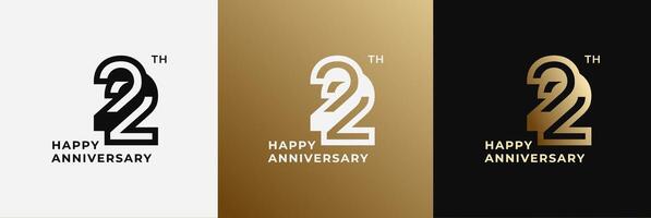 Logo 22th, 22 years anniversary, Creative design template for celebration, greeting, birthday and invitation. Editable file vector