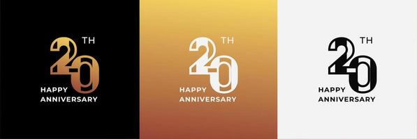 Logo 20th, 20 years anniversary, design template for celebration, birthday, greeting and invitation. Editable file vector