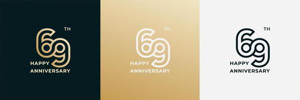 Logo 69th, 69 years anniversary, Creative design template for celebration, greeting and invitation. Editable file vector