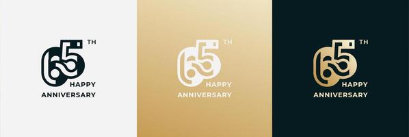 Logo 65th, 65 years happy anniversary, Creative design template for celebration, birthday, greeting and invitation. Editable file vector