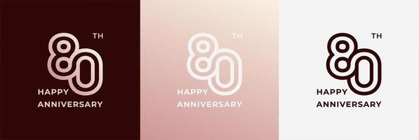 Logo 80th, 80 years anniversary, Creative design template for celebration, greeting and invitation. Editable file vector