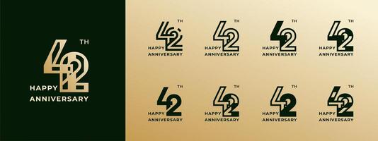 Logo 42th, years happy anniversary gold, Creative design template for celebration, birthday, greeting and invitation. Editable file vector