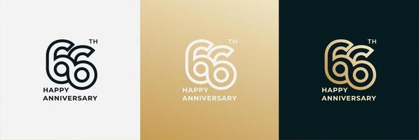 Logo 66th, 66 years anniversary, Creative design template for celebration, greeting and invitation. Editable file vector