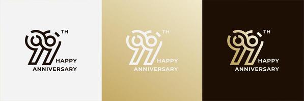 Logo 99th, 99 years anniversary, Creative design template for celebration, birthday, greeting and invitation. Editable file vector