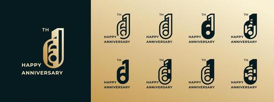 Logo 61th, years happy anniversary gold, Creative design template for celebration, birthday, greeting and invitation. Editable file vector