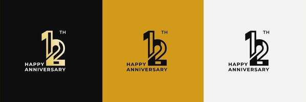 Logo 12th, 12 years happy anniversary, Creative design template for celebration, birthday, greeting and invitation. Editable file vector