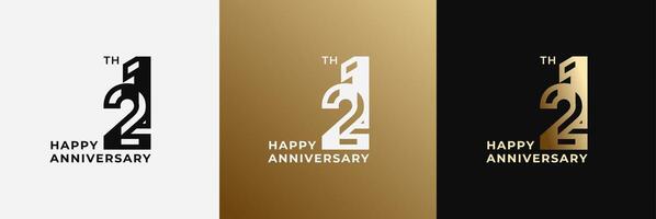 Logo 21th, 21 years happy anniversary, Creative design template for celebration, birthday, greeting and invitation. Editable file vector