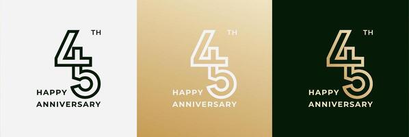 Logo 45th, 45 years anniversary, Creative design template for celebration, greeting and invitation. Editable file vector