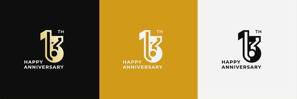 Logo 13th, 13 years happy anniversary, Creative design template for celebration, birthday, greeting and invitation. Editable file vector