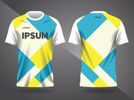 yellow and blue abstract pattern background for sport jersey design and mockup, front and back view. vector