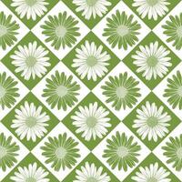 geometric seamless pattern with chamomile. pattern with daisies on a green background in a checkerboard pattern, for use in textile products, wallpaper, packaging or as a background vector