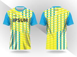 abstract yellow blue background pattern for sport jersey design and mockup, front and back view. vector