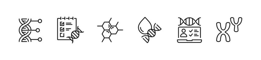 genetic icon set chromosome helix micro biotechnology health gene element symbol illustration for web and app vector