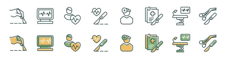 surgery operation icon set emergency knife scalpel surgery tools signs illustration for web and app vector