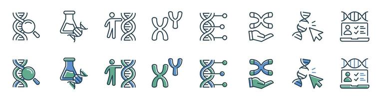 molecular chromosome genetic dna icon set biotechnology helix genome science heredity signs illustration for web and app vector
