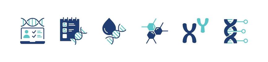 dna genetic icon set molecular biotechnology chromosome helix sign illustration for web and app vector