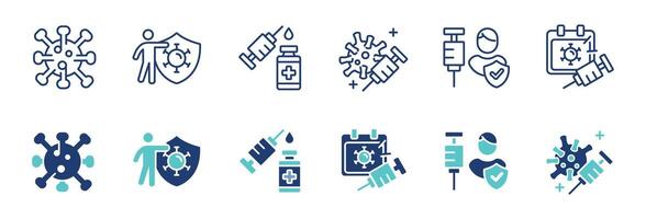 virus vaccination syringe icon set coronavirus immunity injection vaccine treatment signs illustration for web and app vector