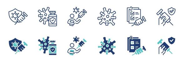 vaccination syringe icon set coronavirus immunity injection vaccine health treatment signs illustration for web and app vector