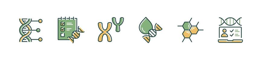 dna genetic icon set molecular helix biotechnology chromosome gene symbol illustration for web and app vector
