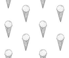 Seamless pattern of doodle sketch ice cream vector