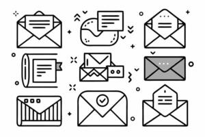 9 icon envelope with design, luxury envelope mail icon vector