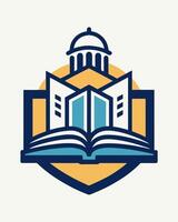 An open book with a dome on top of it vector
